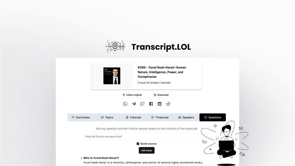 You are currently viewing Transcript LOL Lifetime Deal $39 Review – AI-Powered Tool For Summary, Topics, Tweets, & Blog Posts